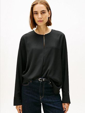 Tommy Hilfiger Keyhole Cutout Relaxed Fit Blouse