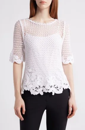Kobi Halperin Crochet Lace Top in White at Nordstrom, Size X-Large