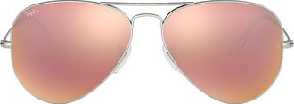 Ray-Ban Unisex Aviator Sunglasses, Silver (Silver 019/Z2, Frames: Silver, Gl&auml;ser: Brown Mirrored Pink), 58 mm UK