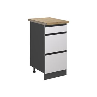 Vicco Mueble Bajo De Cocina R-line, Blanco, 40 Cm Con Cajones, Et Roble
