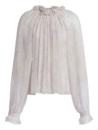 Alberta Ferretti ruffled floral top - Neutrals