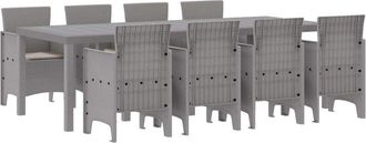 vidaXL Conjunto De Comedor De Jard&iacute;n 9 Pcs Blanco Ratan Polt Vidaxl