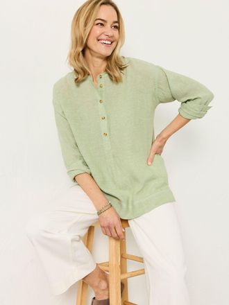 Fat Face FatFace Julia Green Petite Linen Popover