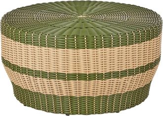 Maisons du monde Mesa baja de jard&iacute;n de resina trenzada reciclada beige y verde caqui D.80