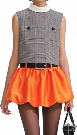 Self Portrait Bubble Hem Taffeta Skort In Orange
