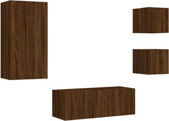 vidaXL Vidaxl - 5 Piece tv Wall Units with led Brown Oak Engineered Wood