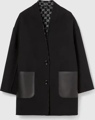 Gucci Reversible Silk Wool Coat, Black, Ready-to-wear