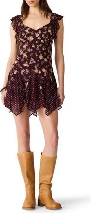 Steve Madden Tanisha Floral Print Minidress in Port at Nordstrom, Size X-Large