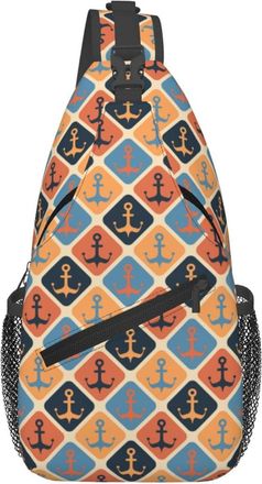 Generic Vintage Nautical Anchors Cross Body Bag Lightweight Crossbody Bag Adjustable Daypack For Workout Outdoors Casual