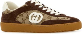 Gucci Mens Gg Fabric And Suede Sneakers Ggsupreme Calf Skin