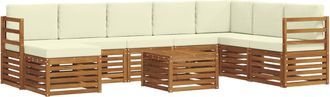 vidaXL Conjunto De Sof&aacute;s De Exterior 9 Uds. Natural Y Crema Vidaxl