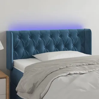 vidaXL Cabecero Con Led De Terciopelo Azul Oscuro 93x16x78/88 Cm Vidaxl