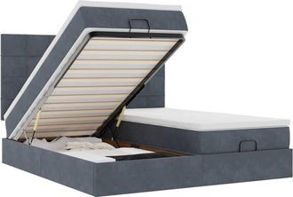 vidaXL Estructura Cama Otomana Colchones Terciopelo Gris Oscuro Vidaxl