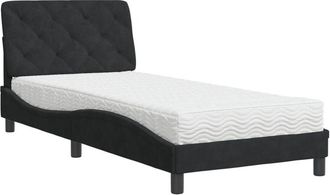 vidaXL Cama Con Colch&oacute;n Terciopelo Negro 80x200 Cm Vidaxl