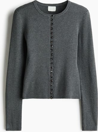 H&M Gerippter Cardigan - Grau