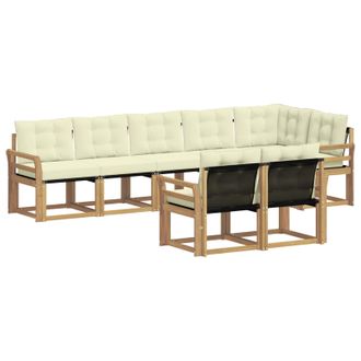 vidaXL Conjunto De Sof&aacute;s De Exterior Con Coj&iacute;n 8 Pcs Blanco Y Crema Vidaxl