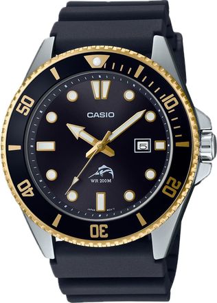Casio Mens Gold-Tone Dive Watch with Black Dial- MDV-106G-1AV