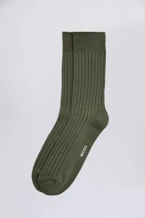 Moss Olive Ribbed Socks