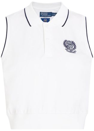 Polo Ralph Lauren Embroidered Stretch-cotton Polo top - White - S (UK8-10 / S)