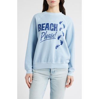 Daydreamer Beach Please Cotton Graphic Sweatshirt in Powder Blue at Nordstrom Rack, Size Large