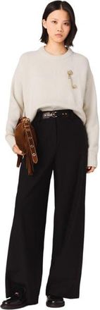 Maje Wide-leg suit trousers in Black at Nordstrom, Size 38 Eu