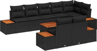 vidaXL Garden Sofa Set with Cushion 8 pcs Black Poly Rattan vidaXL