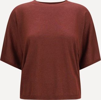 Brunello Cucinelli Maglione a maniche corte in cashmere e seta Woman S