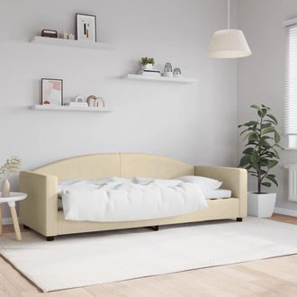 vidaXL Sof&aacute; Cama Sin Colch&oacute;n Tela Crema 80x200 Cm Vidaxl
