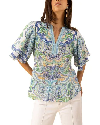 Hale Bob Hale Bob Braelyn Short Sleeve Silk-Blend Top