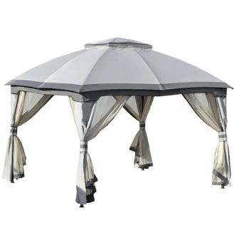 OUTSUNNY 3.7 x 3(m) Metal Gazebo Grey | TJ Hughes