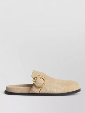 Dior suede flat mules gold tone hardware