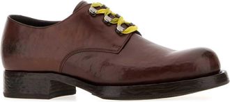 Prada Mens Brown Leather Lace-Up Shoes Cacao Calfskin Loafers