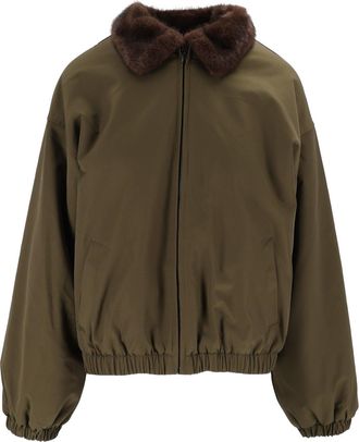 Eleh Cropped Boxy Fur Collar Military Jacket