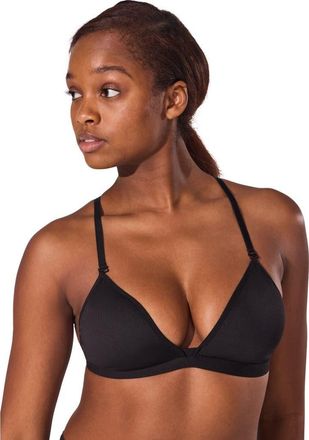 Capezio Deep Neck Clear Back Bra in Black at Nordstrom, Size X-Small