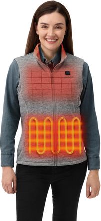 Ororo Upgraded Womens 4-Zone Heated Fleece Gilet with Heated Collar, Electric Heated Vest Base Layer with Power Bank (Flecking Grey,XS)