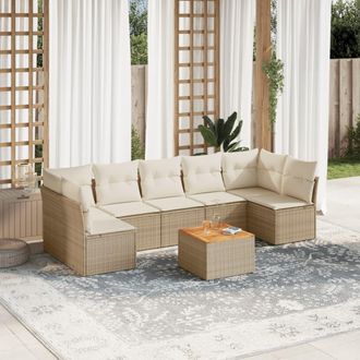 vidaXL Vidaxl - Juego De Sof&aacute;s De Jard&iacute;n Con Cojines Beige 8 Pzas Rat&aacute;n Pe