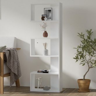Dmora Librer&iacute;a Nave, Biblioteca 4 Estantes, Instalaci&oacute;n Libre, Estructura Vertical, 52x19x150h Cm Blanco Roble