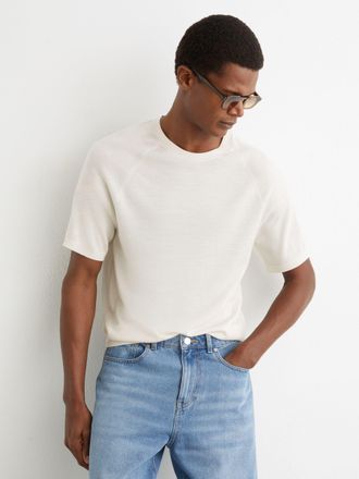 Reiss Snow White Merino Wool Raglan-sleeve T-shirt, Xxl