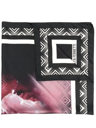 Alberta Ferretti geometric-print silk scarf - women - Silk - One Size - Black