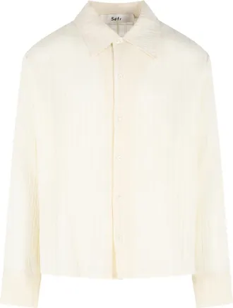 S&eacute;fr Ignacio Cloud White Cotton Shirt