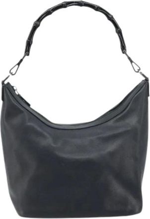 Gucci Pre-owned Shoulder Bags, female, Black, Size: ONE SIZE Pre-owned Vintage Bamboo Hobo