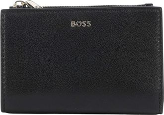 HUGO BOSS Gehamerde Faux Leren Portemonnee - Dames - Portefeuilles - Zwart - ONE Size - Leer - Accessoires