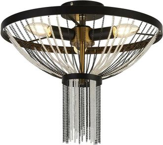 Searchlight Searchlight Baguette 3 Light Ceiling Light, Black, Satin Brass