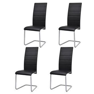 vidaXL Sillas De Comedor Voladizas 4 Unidades Cuero Sint&eacute;tico Negro Vidaxl