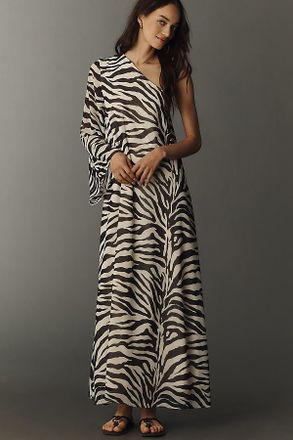 Ownley One-Shoulder Zebra Kaftan