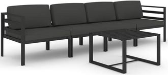 vidaXL Set Muebles De Jard&iacute;n 5 Pzas Y Cojines Aluminio Gris Antracita Vidaxl