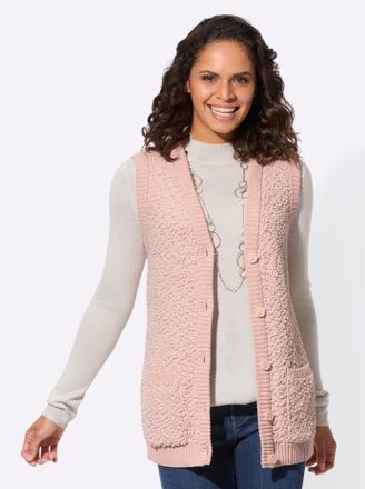 Casual Looks Strickweste CASUAL LOOKS, Damen, Gr. 40, beige (puder), 58% Polyester, 42% Baumwolle, unifarben, Westen Strickweste