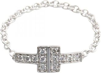 Tiffany & Co. Silver Clear White Gold (18K) Band Ring (Pre-Owned)