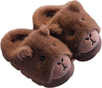 Generic Capybara Slippers, Capybara Slippers for Kids Men Women, Parent-Child Matching Shoes (Dark brown, UK, Little Kid, 13, Numeric Range, UK Footwear Size 