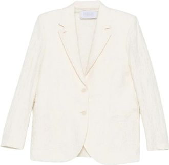 Harris Wharf London Textured katoenmix blazer - Dames - Blazers - Wit - S - Katoen - Jassen